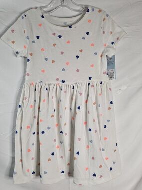 NWT Cat & Jack White Dress with Multicolor Heart Print Spring Style 4T